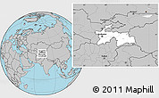 Blank Location Map of Tajikistan, gray outside