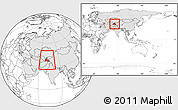 Blank Location Map of Tajikistan, highlighted continent, within the entire continent