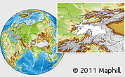 Blank Location Map of Tajikistan, physical outside