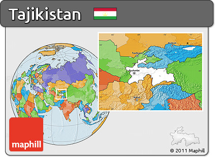 Blank Location Map of Tajikistan, political outside