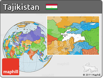 Blank Location Map of Tajikistan, political outside