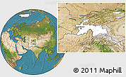 Blank Location Map of Tajikistan, satellite outside