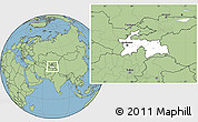 Blank Location Map of Tajikistan, savanna style outside