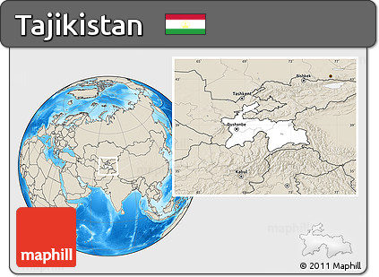 Blank Location Map of Tajikistan, shaded relief outside