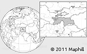 Gray Location Map of Tajikistan, blank outside