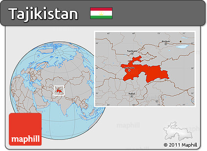 Gray Location Map of Tajikistan