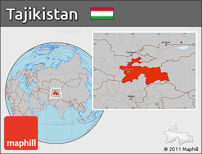 Gray Location Map of Tajikistan