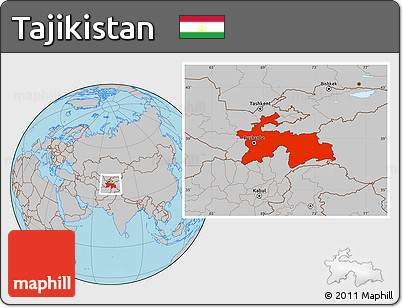 Gray Location Map of Tajikistan