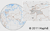 Gray Location Map of Tajikistan, lighten, desaturated