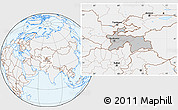 Gray Location Map of Tajikistan, lighten