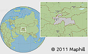 Gray Location Map of Tajikistan, savanna style outside