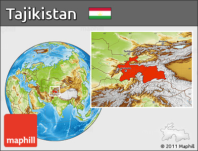 Physical Location Map of Tajikistan