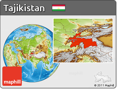 Physical Location Map of Tajikistan