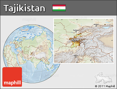 Physical Location Map of Tajikistan, lighten