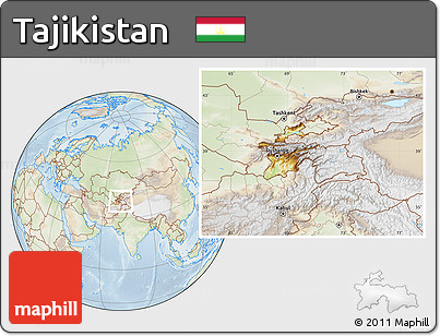 Physical Location Map of Tajikistan, lighten