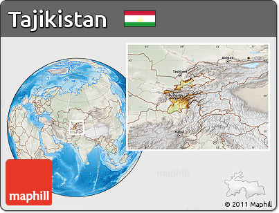 Physical Location Map of Tajikistan, lighten, semi-desaturated, land only