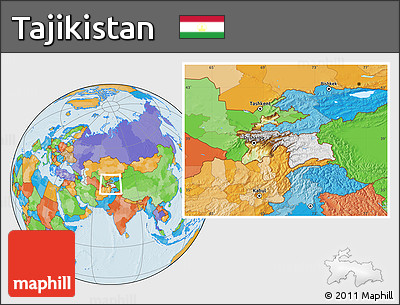 Physical Location Map of Tajikistan, political outside