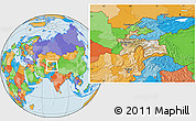 Satellite Location Map of Tajikistan, political outside