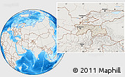 Shaded Relief Location Map of Tajikistan, lighten, land only