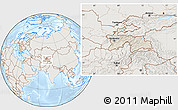 Shaded Relief Location Map of Tajikistan, lighten