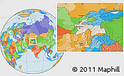 Shaded Relief Location Map of Tajikistan, political outside