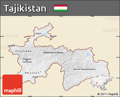 Classic Style Map of Tajikistan, single color outside