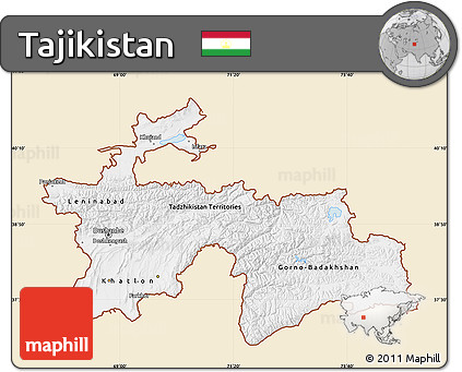 Classic Style Map of Tajikistan, single color outside