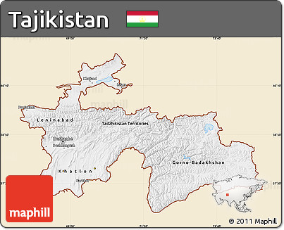 Classic Style Map of Tajikistan, single color outside