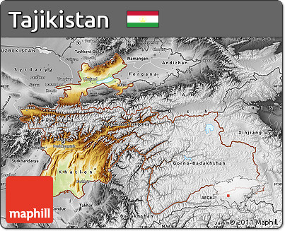 Physical Map of Tajikistan, desaturated