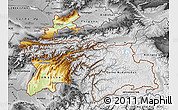 Physical Map of Tajikistan, desaturated