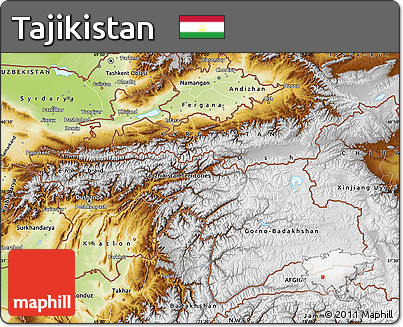 Physical Map of Tajikistan