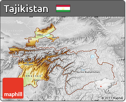 Physical Map of Tajikistan, lighten, desaturated