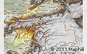 Physical Map of Tajikistan, semi-desaturated