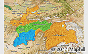 Political Map of Tajikistan, satellite outside