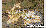 Satellite Map of Tajikistan, darken