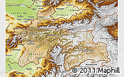 Satellite Map of Tajikistan, physical outside