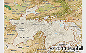 Shaded Relief Map of Tajikistan, satellite outside