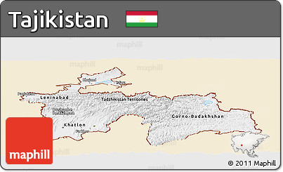 Classic Style Panoramic Map of Tajikistan, single color outside