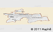 Classic Style Panoramic Map of Tajikistan, single color outside