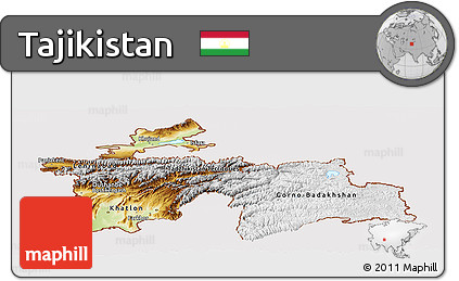 Physical Panoramic Map of Tajikistan, cropped outside