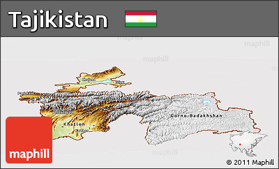 Physical Panoramic Map of Tajikistan, cropped outside