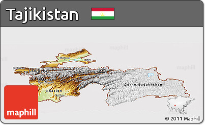 Physical Panoramic Map of Tajikistan, cropped outside