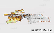 Physical Panoramic Map of Tajikistan, cropped outside