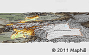 Physical Panoramic Map of Tajikistan, darken, semi-desaturated