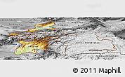 Physical Panoramic Map of Tajikistan, desaturated