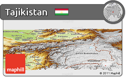 Physical Panoramic Map of Tajikistan