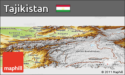 Physical Panoramic Map of Tajikistan