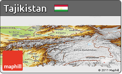 Physical Panoramic Map of Tajikistan