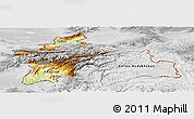 Physical Panoramic Map of Tajikistan, lighten, desaturated