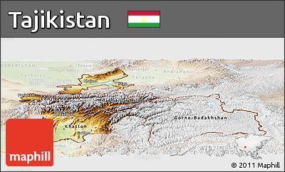 Physical Panoramic Map of Tajikistan, lighten